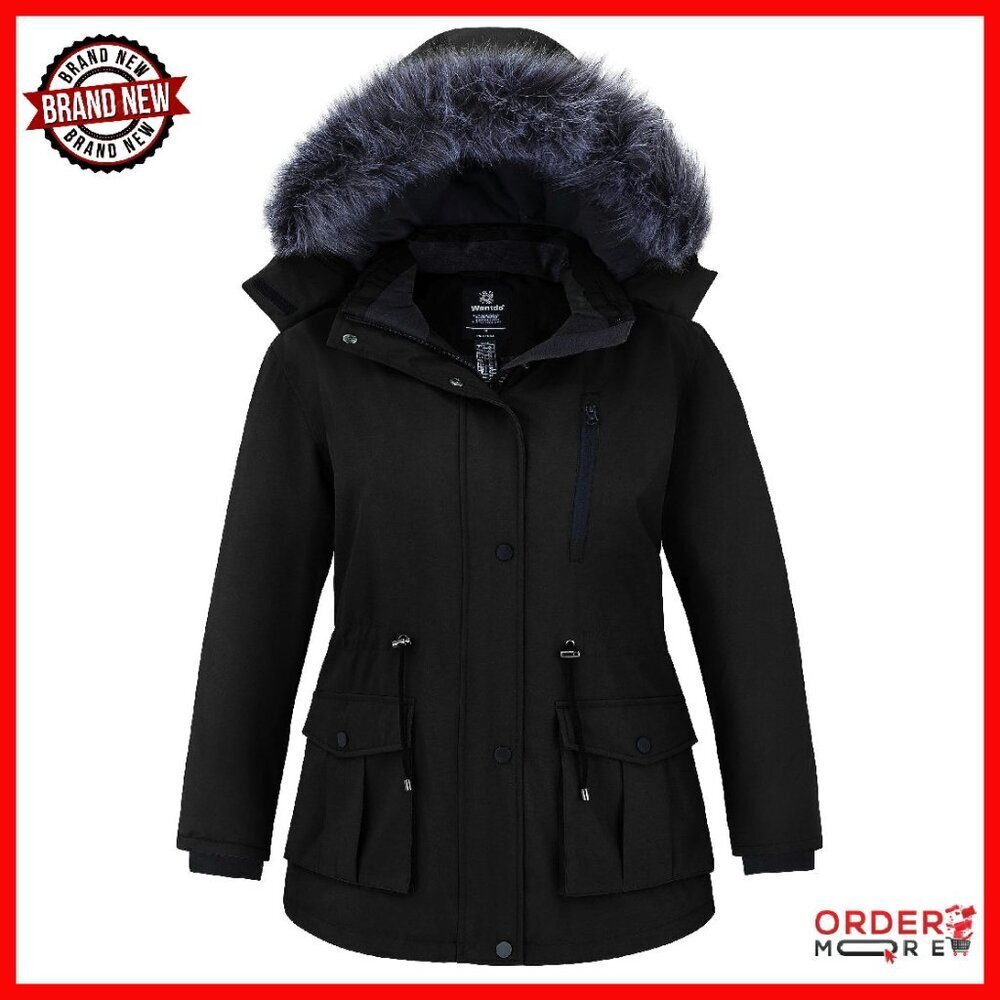 Plus Size Winter Puffer Jacket Waterproof Parka Removable Hood Warm
